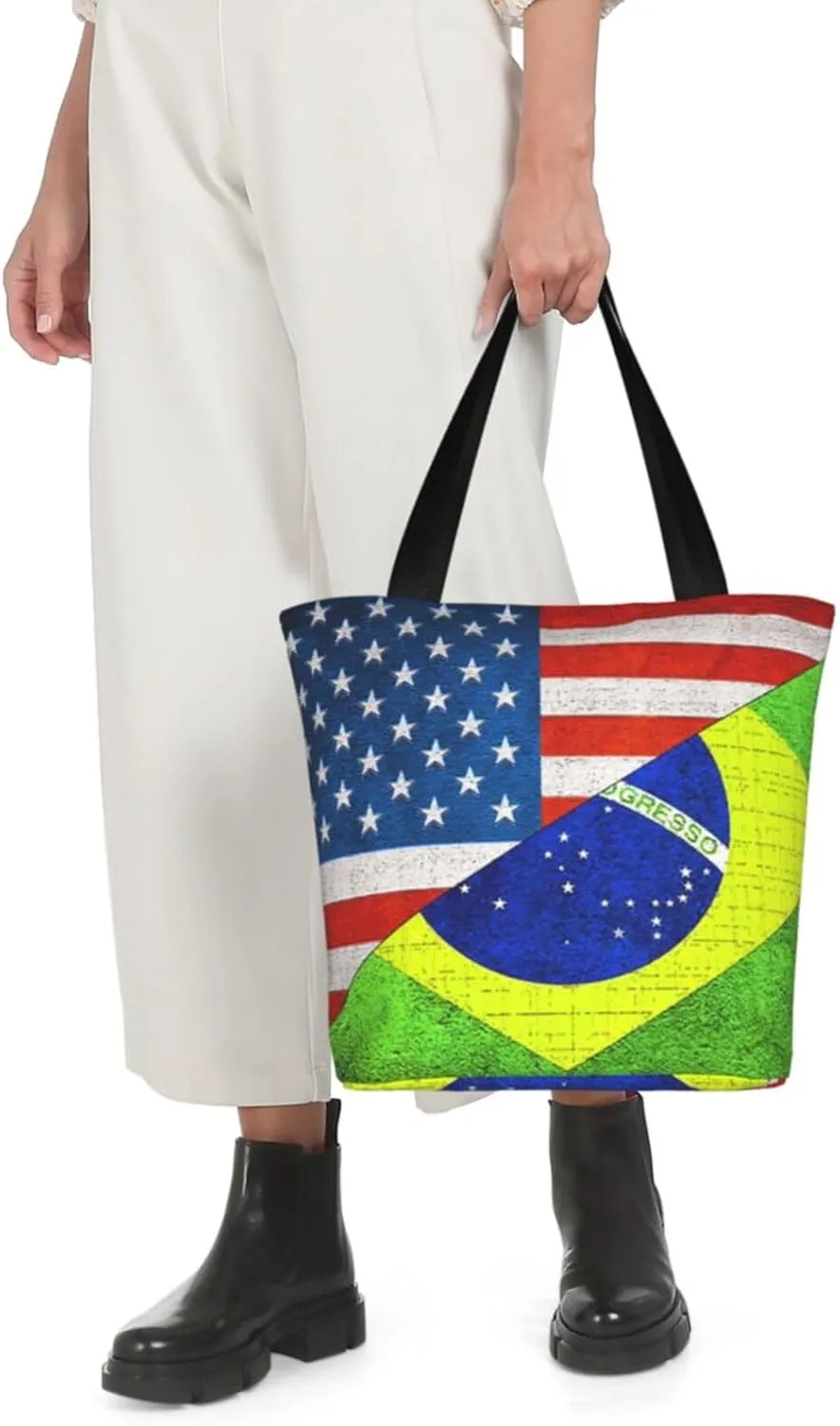 Mexican American Flag Women's Tote Bag Lightweight Shoulder Bag Shopping Handbag Large Capacity Handbag With Zipper
