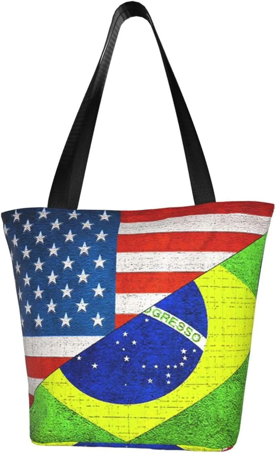 Mexican American Flag Women's Tote Bag Lightweight Shoulder Bag Shopping Handbag Large Capacity Handbag With Zipper