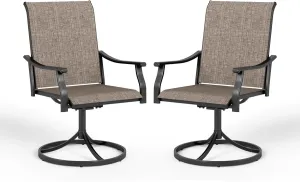 MFSTUDIO Swivel Patio Dining Chairs Set of 2, Outdoor Swivel Chairs with High Back, All-Weather Textilene Chairs with Metal Frame for Lawn Deck Backyard Garden