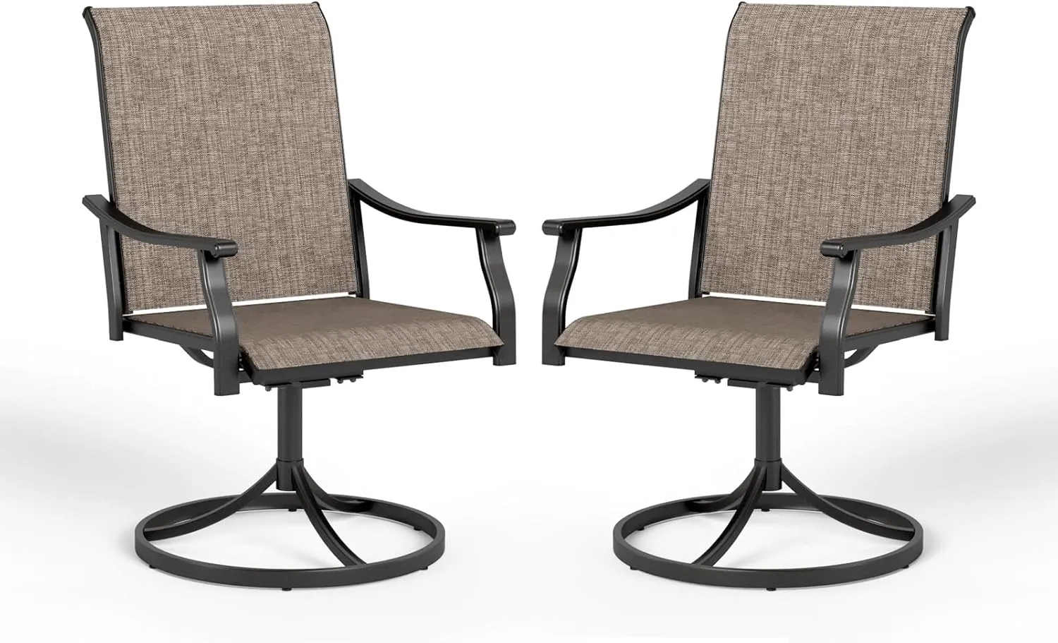 MFSTUDIO Swivel Patio Dining Chairs Set of 2, Outdoor Swivel Chairs with High Back, All-Weather Textilene Chairs with Metal Frame for Lawn Deck Backyard Garden