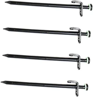Milisten 4Pcs Heavy Duty Tent Stakes with Noctilucous Ring Steel Pegs for Camping Canopy Awning Durable Design for Grass Ice and Various Grounds