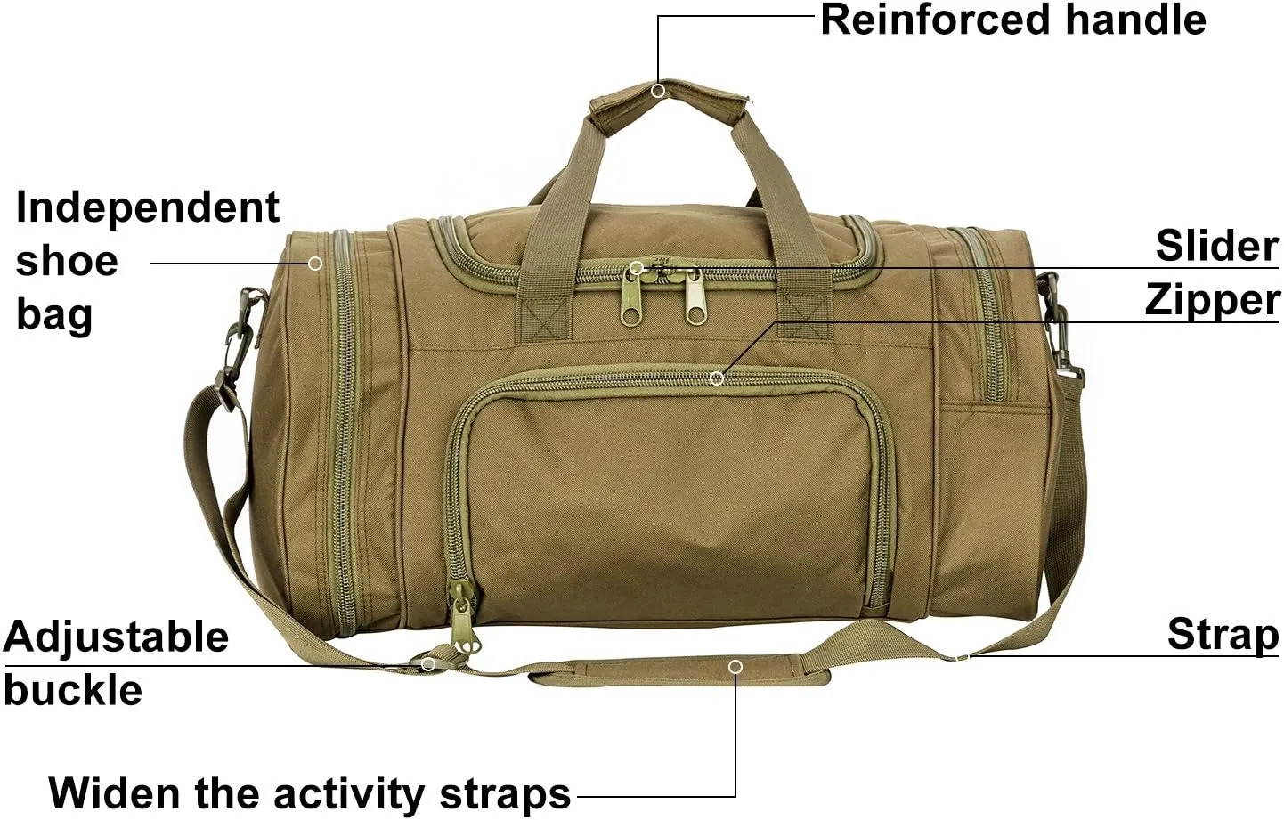 Military Tactical Outdoor Gym Bag Small Duffel Bag with Shoes Compartment for Sports Travel Camping Hunting (A-Green)