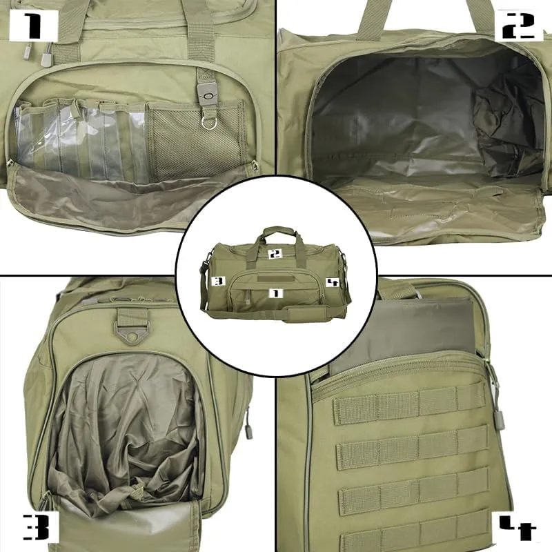 Military Tactical Outdoor Gym Bag Small Duffel Bag with Shoes Compartment for Sports Travel Camping Hunting (B-Green)