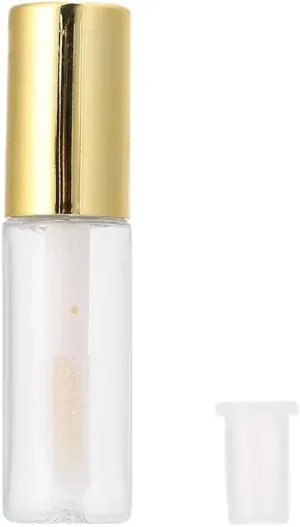 Mini Refillable Lip Gloss Tubes, Lipstick Bottle Container, Lip Gloss Dispenser, Gold, 1.2ml, with 45pcs for Personal Care