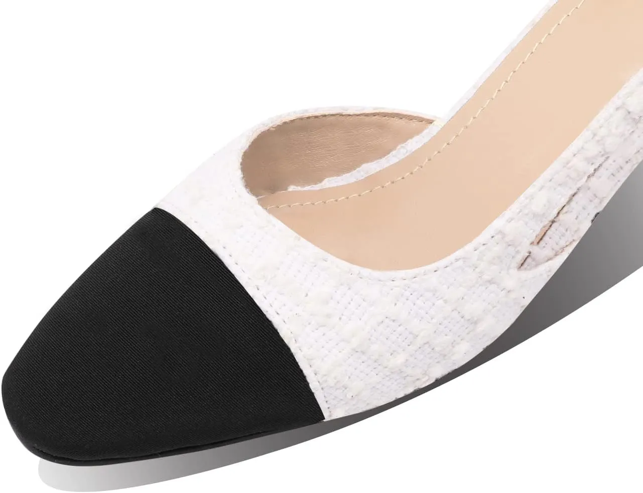 MIRAAZZURRA Women Sling Back Pumps Chunky Heels Sexy Splicing Round Toe Casual Wedding Shoes for Women Fashion Dress Shoes