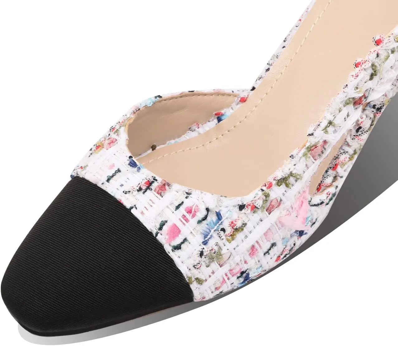MIRAAZZURRA Women Sling Back Pumps Chunky Heels Sexy Splicing Round Toe Casual Wedding Shoes for Women Fashion Dress Shoes