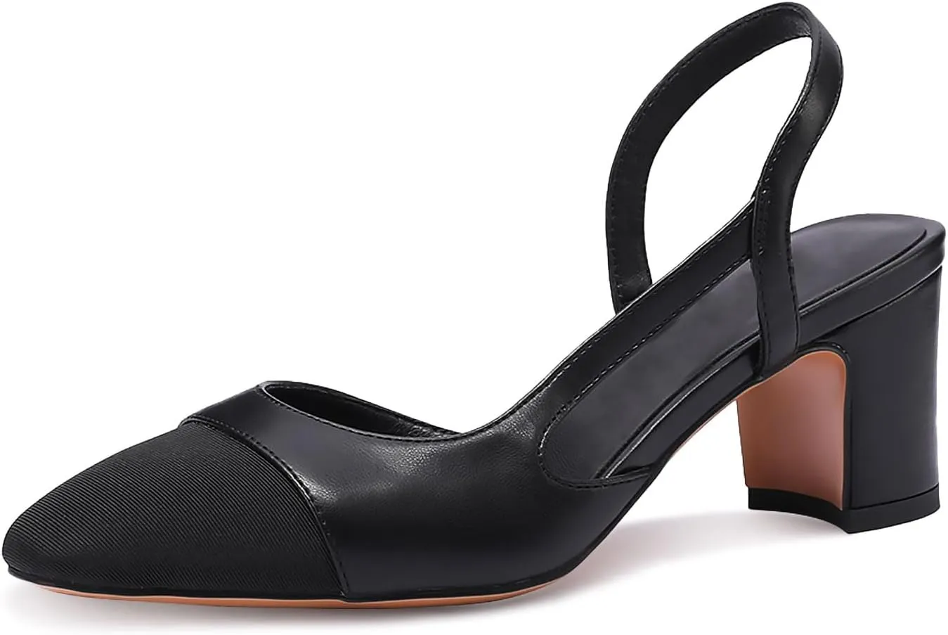 MIRAAZZURRA Women Sling Back Pumps Chunky Heels Sexy Splicing Round Toe Casual Wedding Shoes for Women Fashion Dress Shoes
