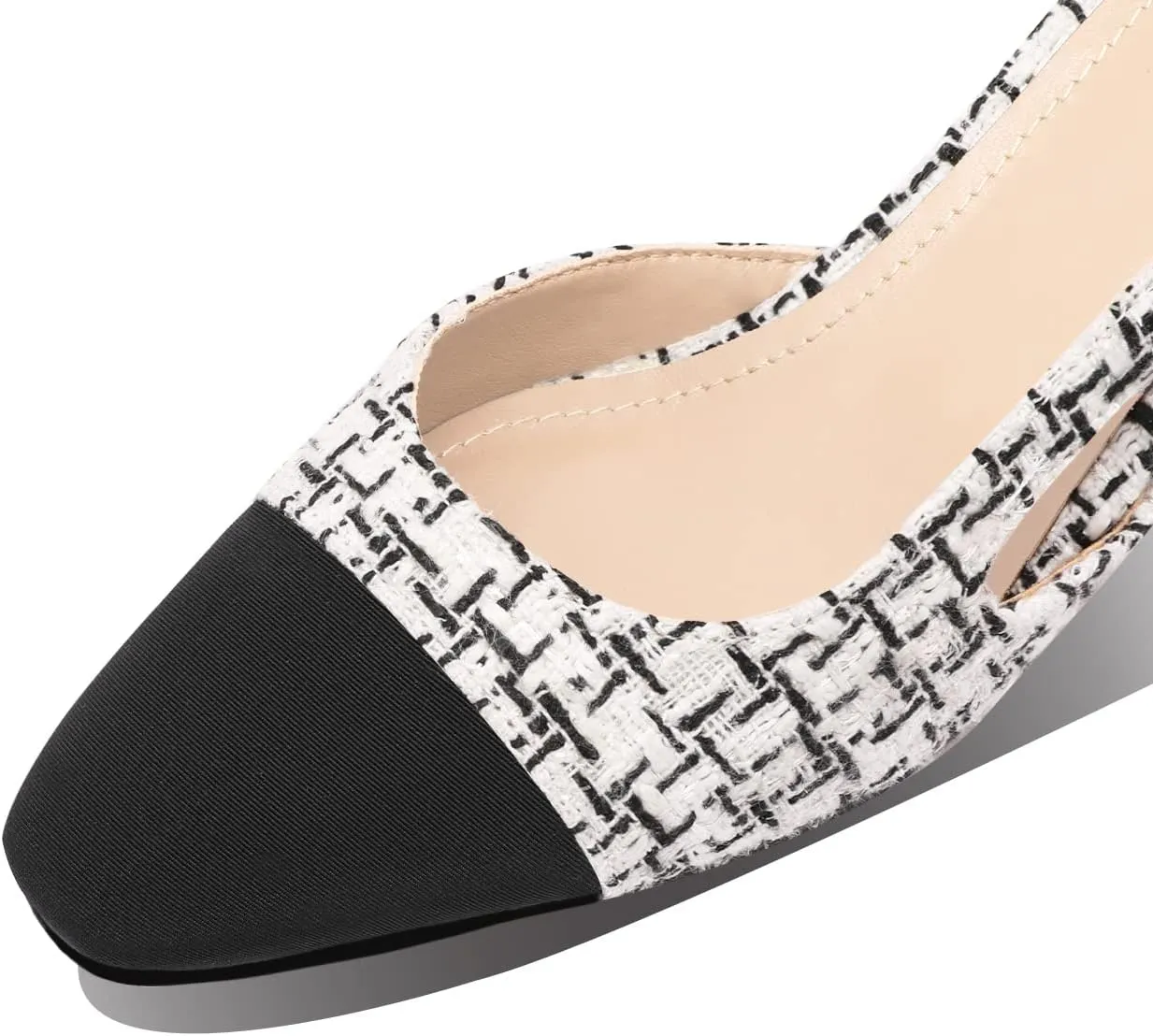 MIRAAZZURRA Women Sling Back Pumps Chunky Heels Sexy Splicing Round Toe Casual Wedding Shoes for Women Fashion Dress Shoes