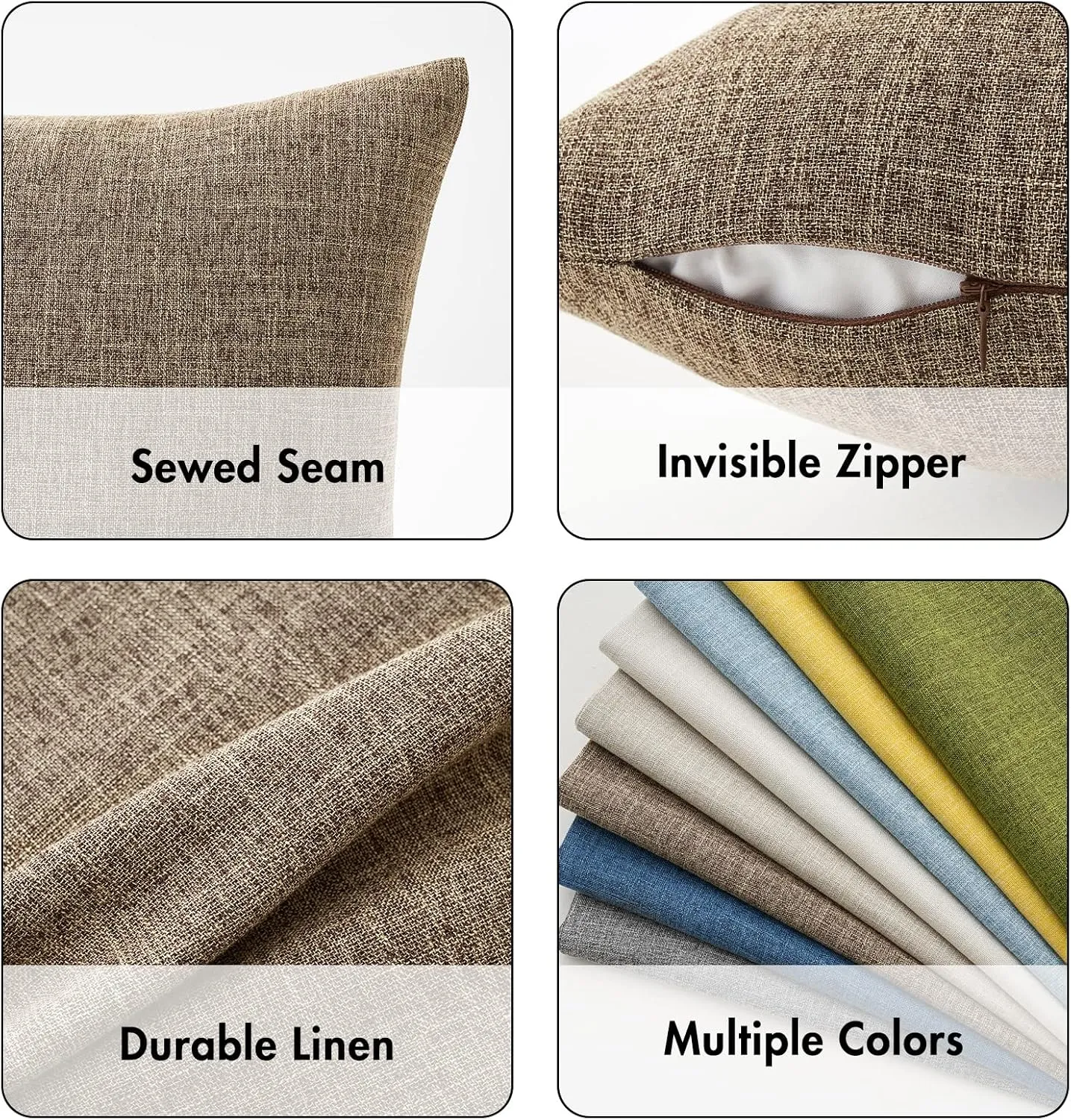 MIULEE Pack of 2 Decorative Linen Burlap Pillow Covers Farmhouse Boho Accent Pillowcases for Sofa Car Couch Bedroom Living Room Decor 20x20 Inch Brown
