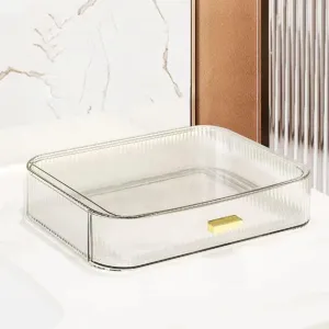 MIUOPUR Stackable Makeup Organizer Drawers, Bathroom Vanity Organizers and Storage, Ideal for Desk and Dresser Countertops, Great for Cosmetics, skincare, Lipsticks, Nail Care -Clear