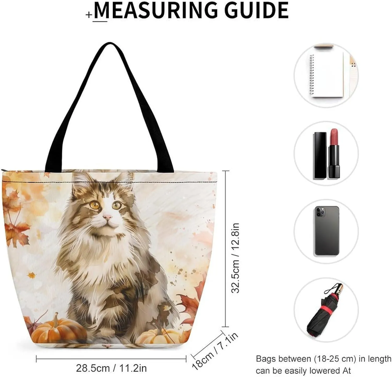 MoBlinko Cat Fall Women Tote Bags Yoga Reusable Grocery Bagsshoulder Bag Handbag with Zipper