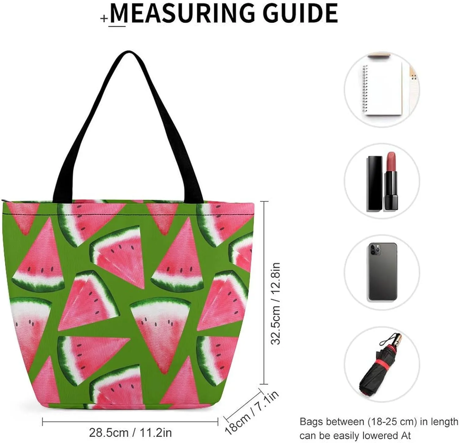 MoBlinko Pink Juicy Watermelon Womens Tote Bags Reusable Yoga Shoulder Bag Handbag with Zipper for Grocery Shopping Gifts