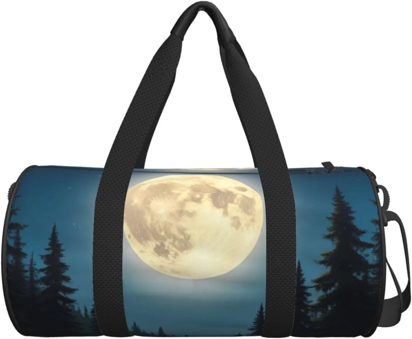 Moonlit Canoe River Printed Travel Bag,Round Personal Item Storage bag,Foldie Duffel Bag for Traveling Vacation,Fitness,Sports