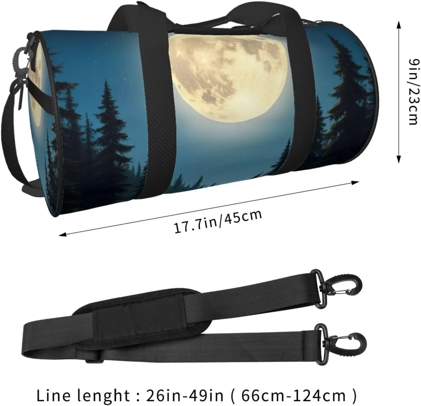 Moonlit Canoe River Printed Travel Bag,Round Personal Item Storage bag,Foldie Duffel Bag for Traveling Vacation,Fitness,Sports