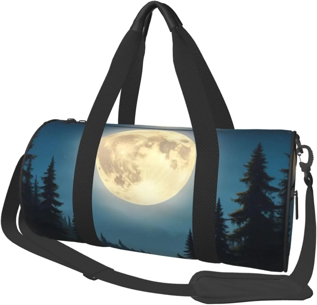 Moonlit Canoe River Printed Travel Bag,Round Personal Item Storage bag,Foldie Duffel Bag for Traveling Vacation,Fitness,Sports