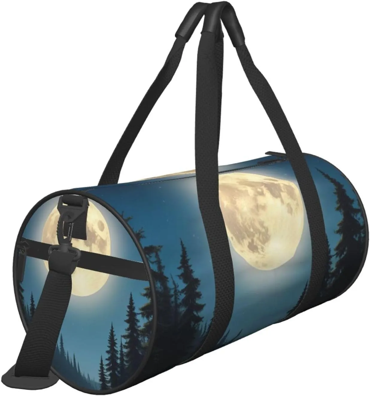 Moonlit Canoe River Printed Travel Bag,Round Personal Item Storage bag,Foldie Duffel Bag for Traveling Vacation,Fitness,Sports