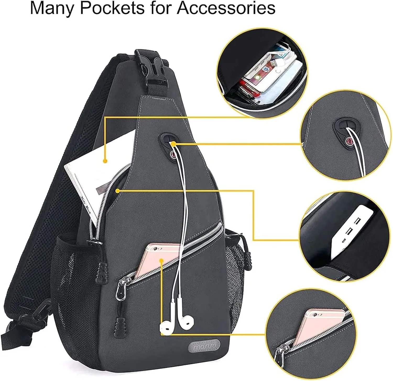 MOSISO Mini Sling Backpack,Small Hiking Daypack Travel Outdoor Casual Sports Bag