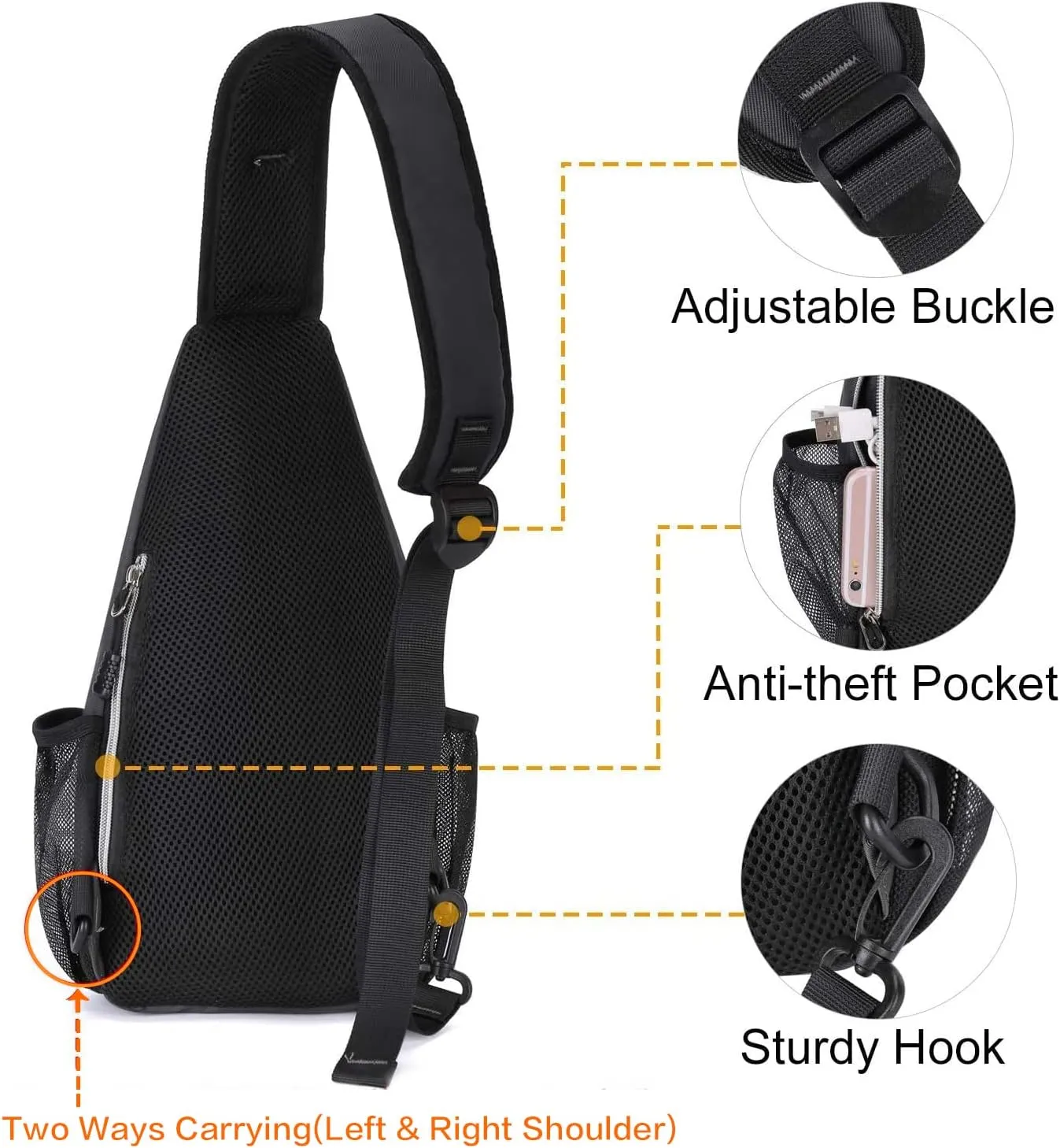 MOSISO Mini Sling Backpack,Small Hiking Daypack Travel Outdoor Casual Sports Bag