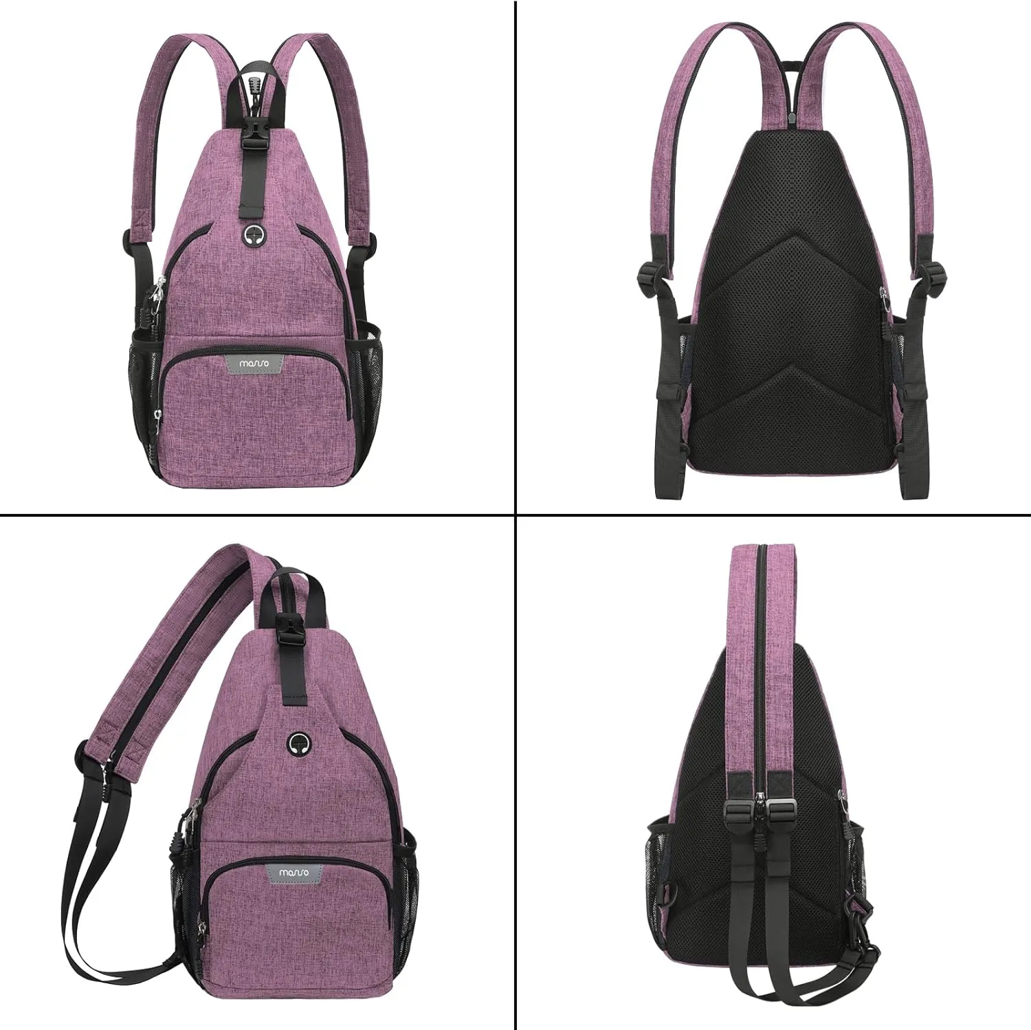 MOSISO Sling Backpack Travel Hiking Daypack, Crossbody Convertible Sling Bag with Front Pocket One Shoulder Chest Bag