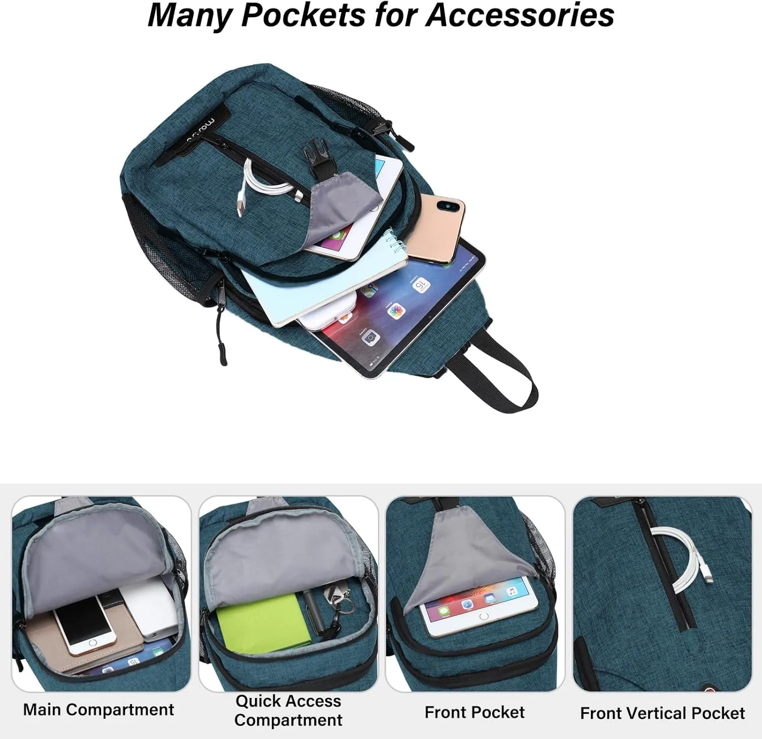 MOSISO Sling Backpack Travel Hiking Daypack, Double Layer Crossbody Sling Bag Convertible Backpack with Front Vertical Pocket
