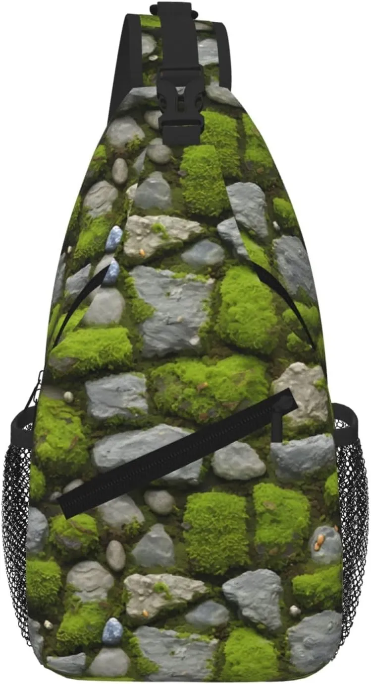 Moss Stone Pavement Men Casual Diagonal Chest Bag Cross Package Diagonally Women Travel Satchel Single Shoulder Bag