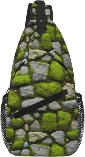 Moss Stone Pavement Men Casual Diagonal Chest Bag Cross Package Diagonally Women Travel Satchel Single Shoulder Bag