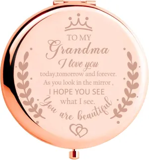 Mothers Day Grandma Gifts, Grandma Gifts from Grandchildren, Gifts for Grandma, Grandma Birthday Gifts, Thanksgiving Christmas Birthday Gifts for Grandma, Grandma Makeup Compact Mirror Gift