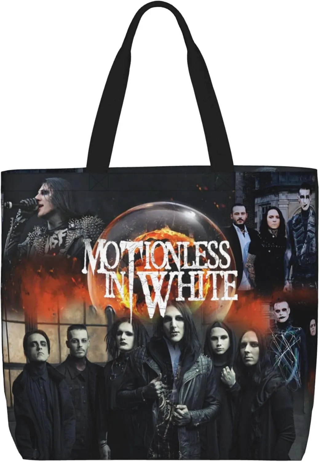 Motionless Rock In White Tote Bag for Women Lightweight Large Tote Bag Shoulder Bag Handbag for Travel Work Gym, Black