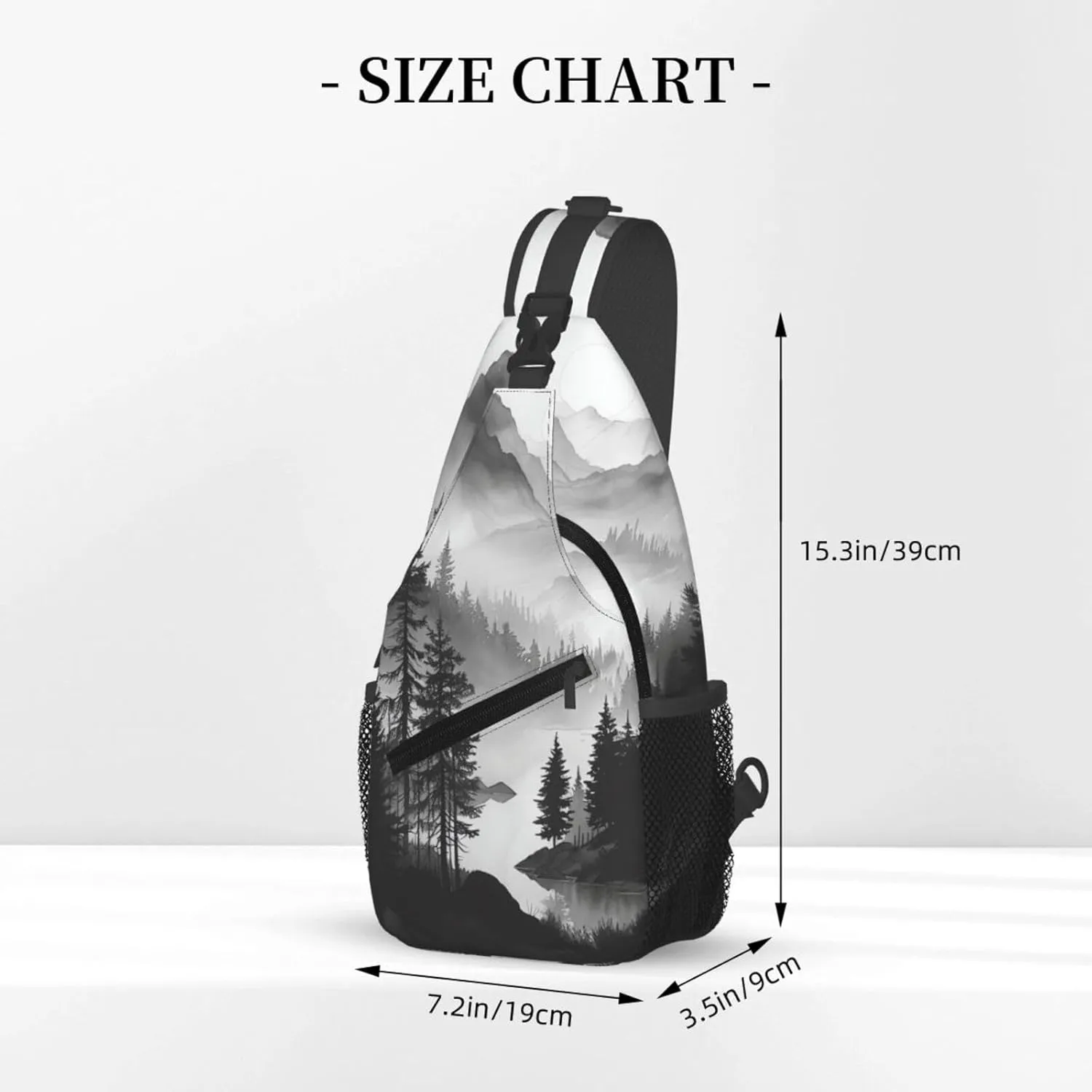 Mountain Lake Tree Landscape Crossbody Sling Bag For Women Men Fashion Chest Bag Shoulder Bag Sling Backpack Travel Hiking Casual Sport Daypack