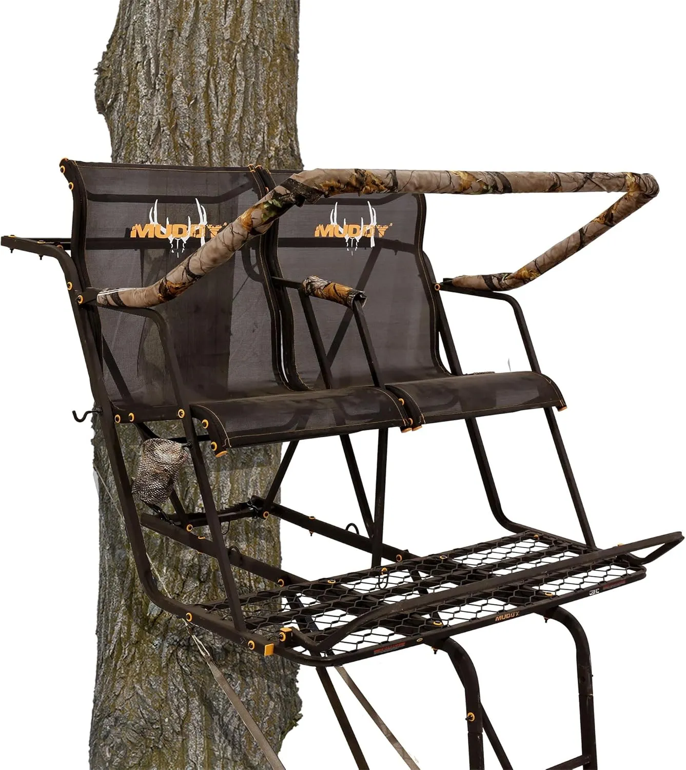 Muddy 2 Person Outdoor Hunting Climbing Ladder, Tree Stand with Flex-Tek Seat, 500 Pound Maximum Capacity