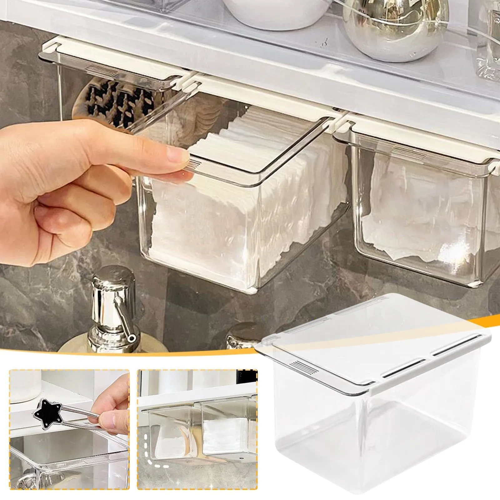 Multi-Purpose Bathroom Under Sink Organizers and Storage, Stackable Kitchen Pantry Organization, Pull Out Medicine Cabinet Organizer