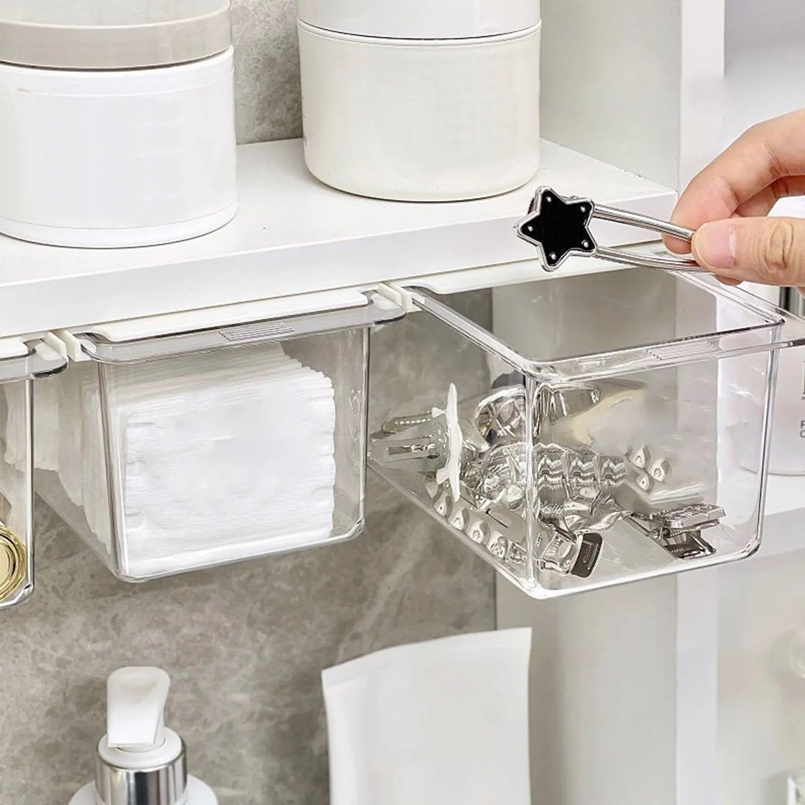 Multi-Purpose Bathroom Under Sink Organizers and Storage, Stackable Kitchen Pantry Organization, Pull Out Medicine Cabinet Organizer