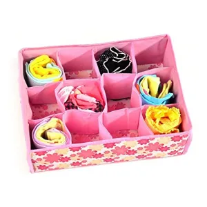 Multifunctional 12 Lattice Foldable Divider Storage Bra Box Non-Woven Fabric Folding Cases Necktie Socks Underwear Clothing Organizer Container (1)