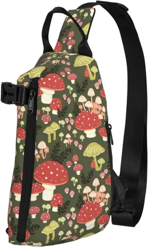 Mushrooms Pattern Sling Backpack Rope Crossbody Shoulder Bag for Men Women Travel Hiking Outdoor Daypack