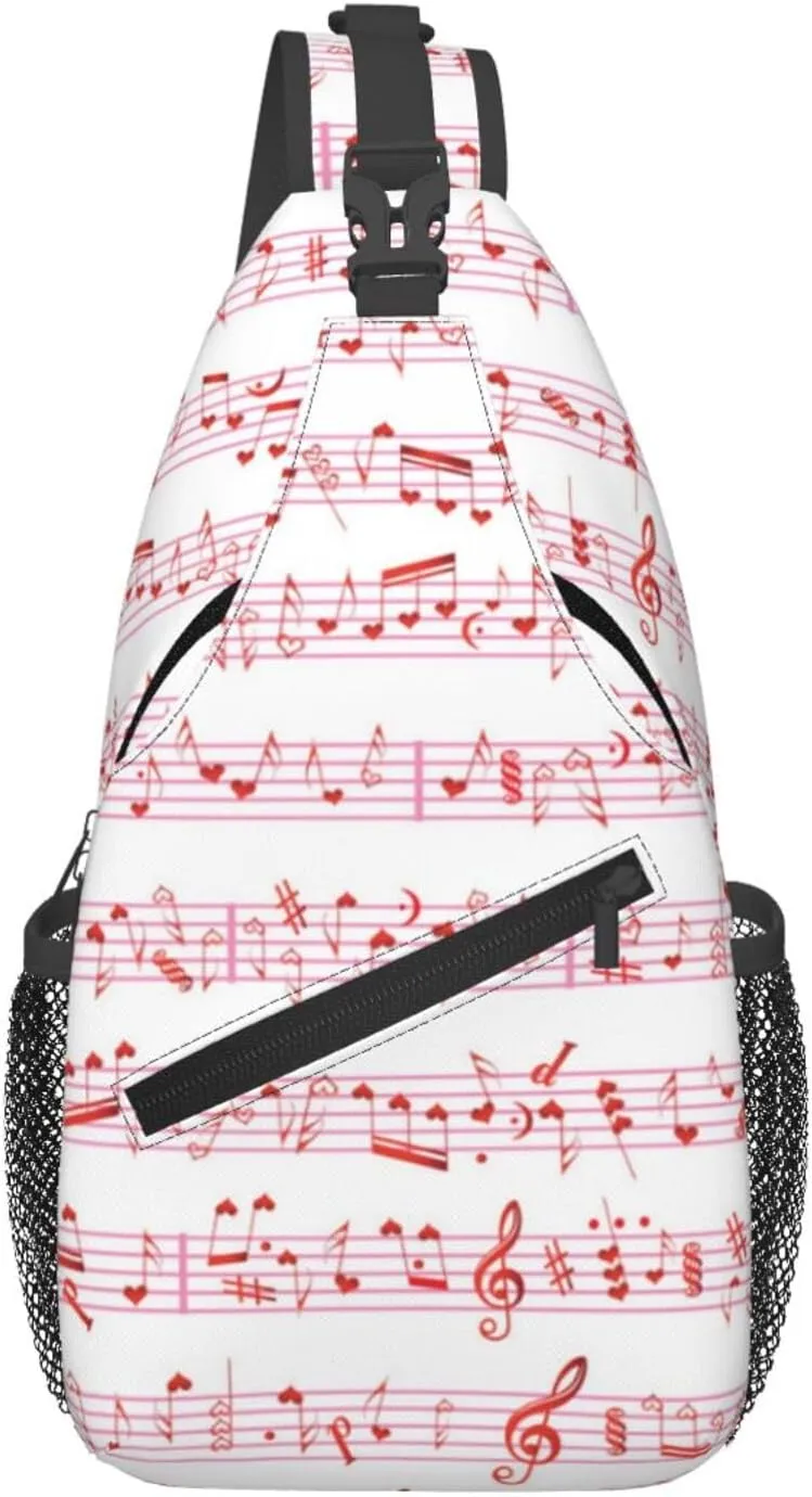 Music Crossbody Bag Music Notes Shoulder Bag Backpack Notes Sling Bag Cute Music Chest Casual Daypack Bag