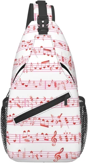 Music Crossbody Bag Music Notes Shoulder Bag Backpack Notes Sling Bag Cute Music Chest Casual Daypack Bag