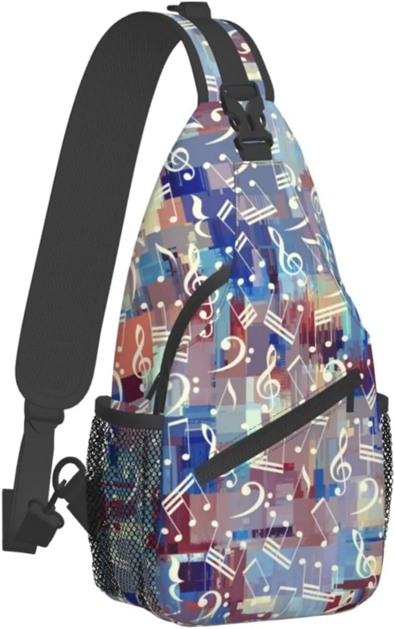 Music Notes Crossbody Bag Music Shoulder Bag Backpack Notes Sling Bag Chest Casual Daypack for Outdoor