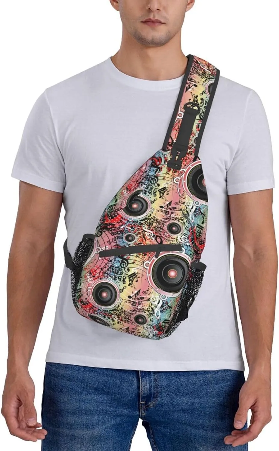 Music Notes Crossbody Bag Music Shoulder Bag Backpack Notes Sling Bag Chest Casual Daypack for Outdoor