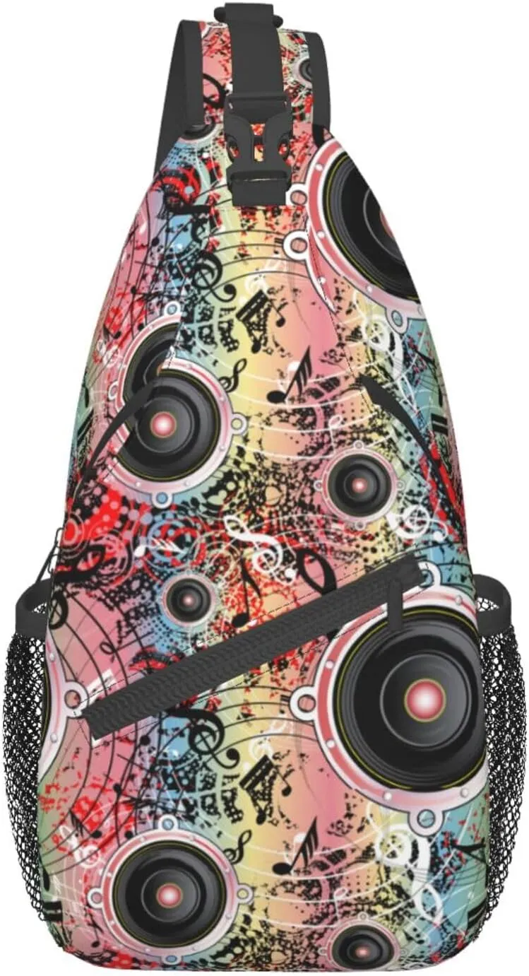 Music Notes Crossbody Bag Music Shoulder Bag Backpack Notes Sling Bag Chest Casual Daypack for Outdoor