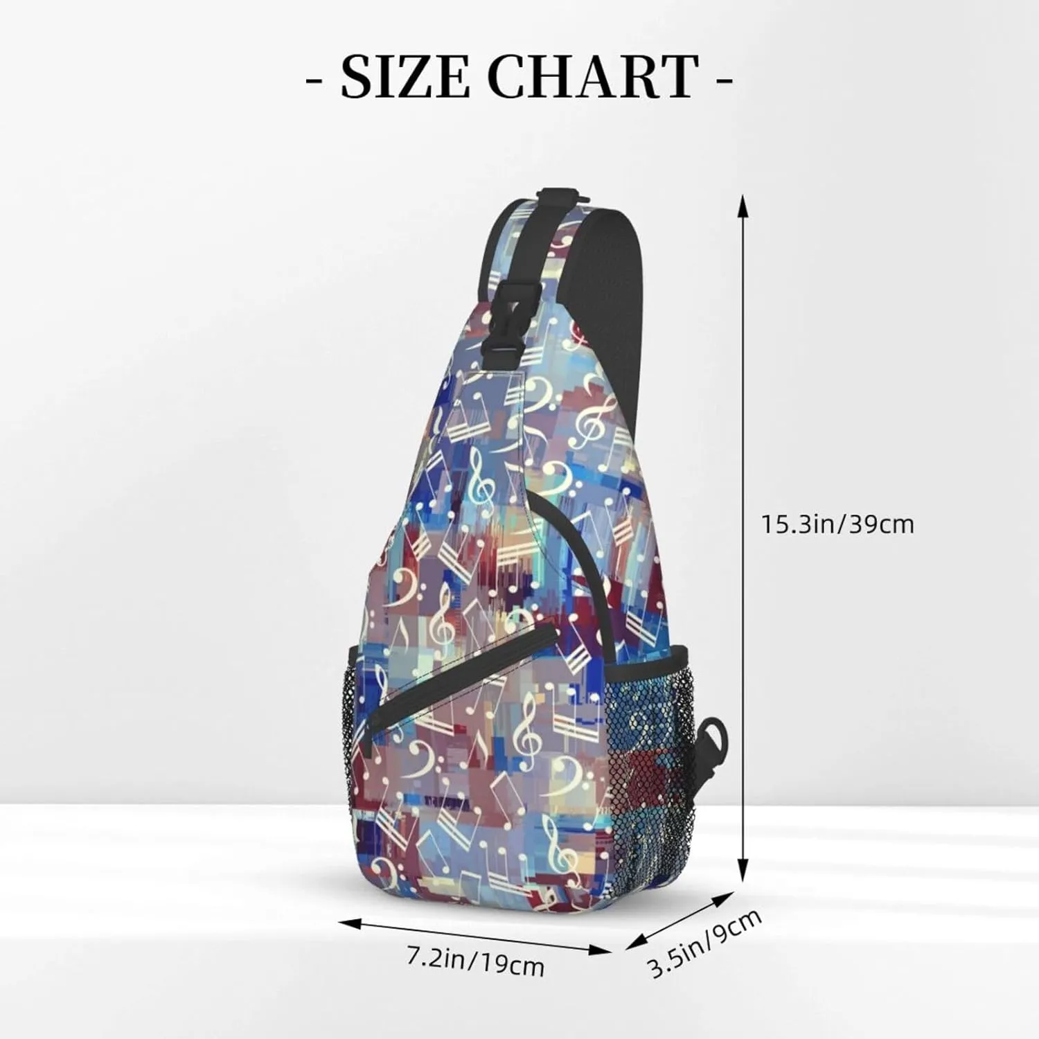 Music Notes Crossbody Bag Music Shoulder Bag Backpack Notes Sling Bag Chest Casual Daypack for Outdoor