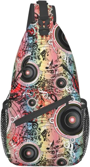 Music Notes Crossbody Bag Music Shoulder Bag Backpack Notes Sling Bag Chest Casual Daypack for Outdoor