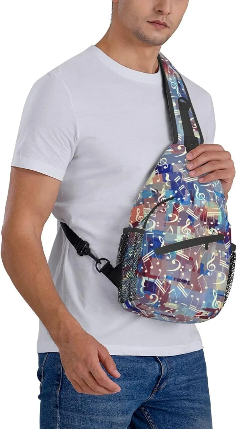 Music Notes Crossbody Bag Music Shoulder Bag Backpack Notes Sling Bag Chest Casual Daypack for Outdoor
