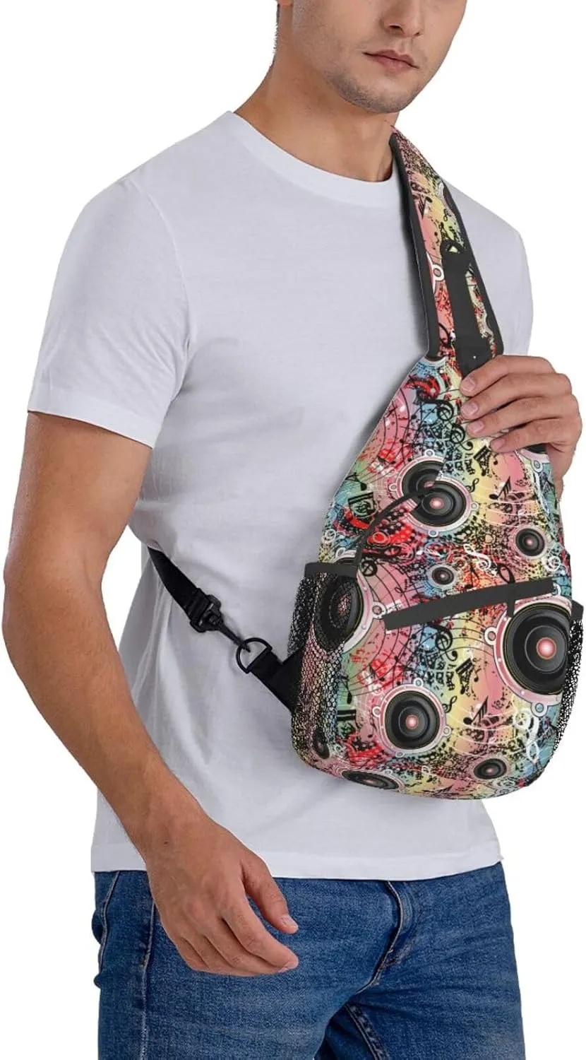 Music Notes Crossbody Bag Music Shoulder Bag Backpack Notes Sling Bag Chest Casual Daypack for Outdoor