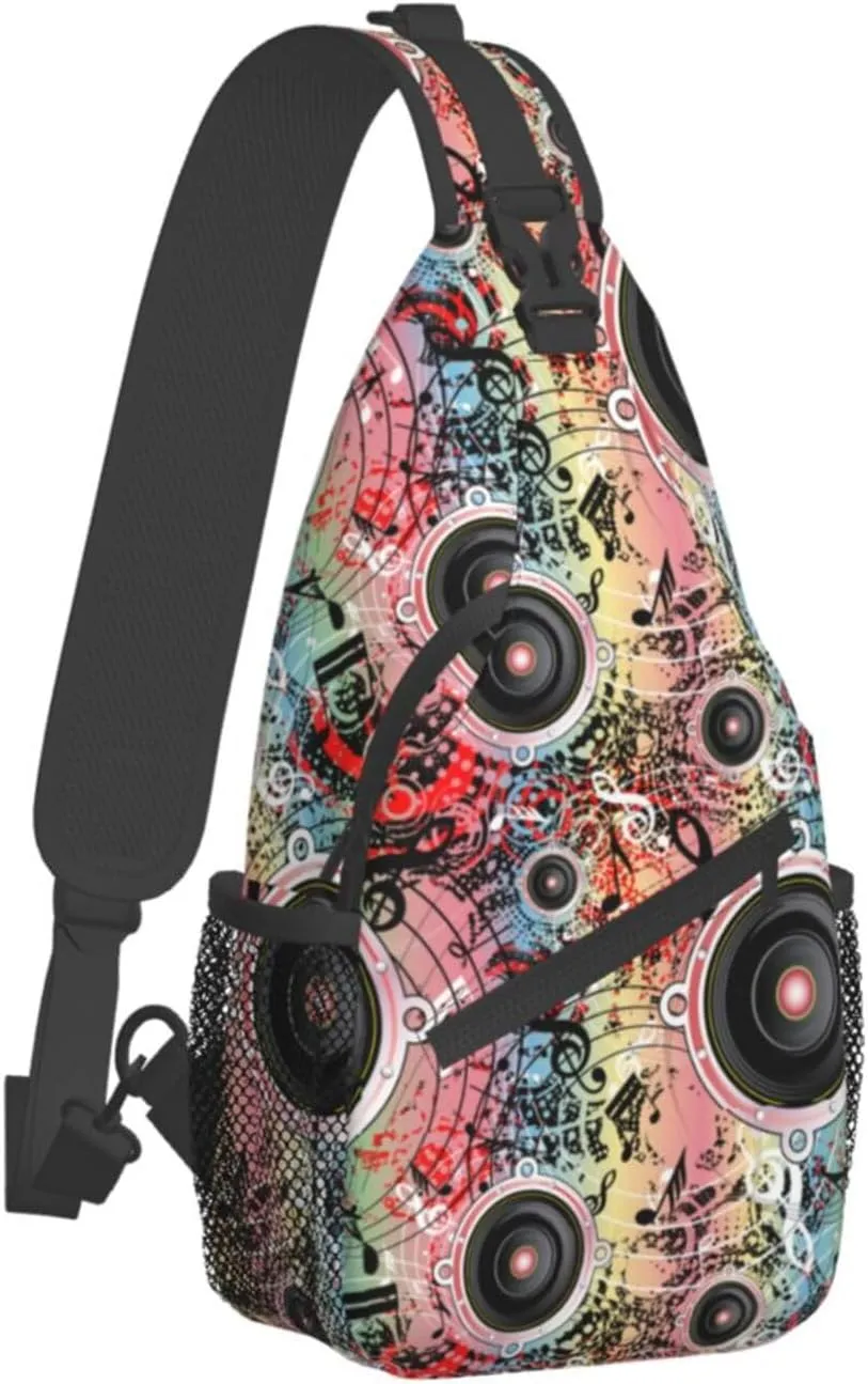 Music Notes Crossbody Bag Music Shoulder Bag Backpack Notes Sling Bag Chest Casual Daypack for Outdoor