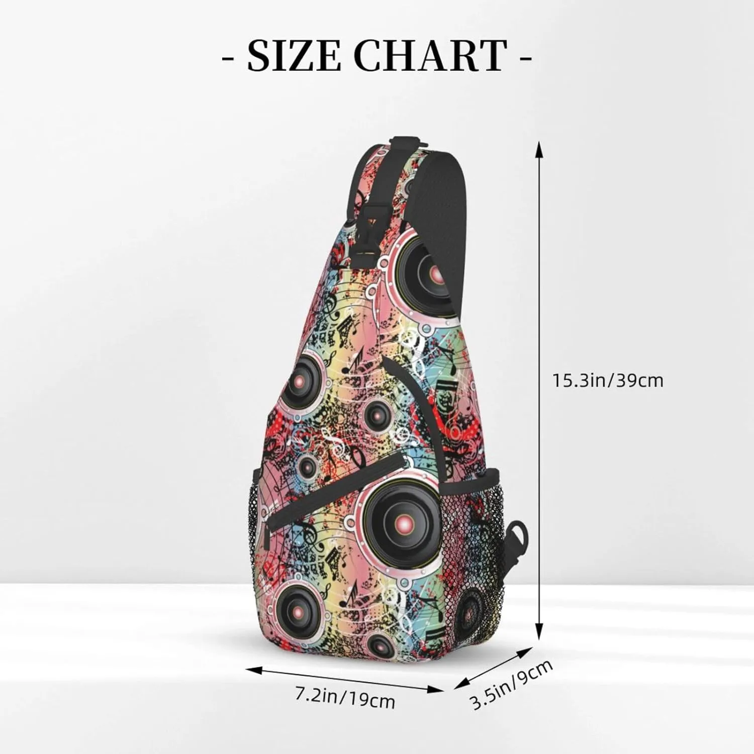 Music Notes Crossbody Bag Music Shoulder Bag Backpack Notes Sling Bag Chest Casual Daypack for Outdoor