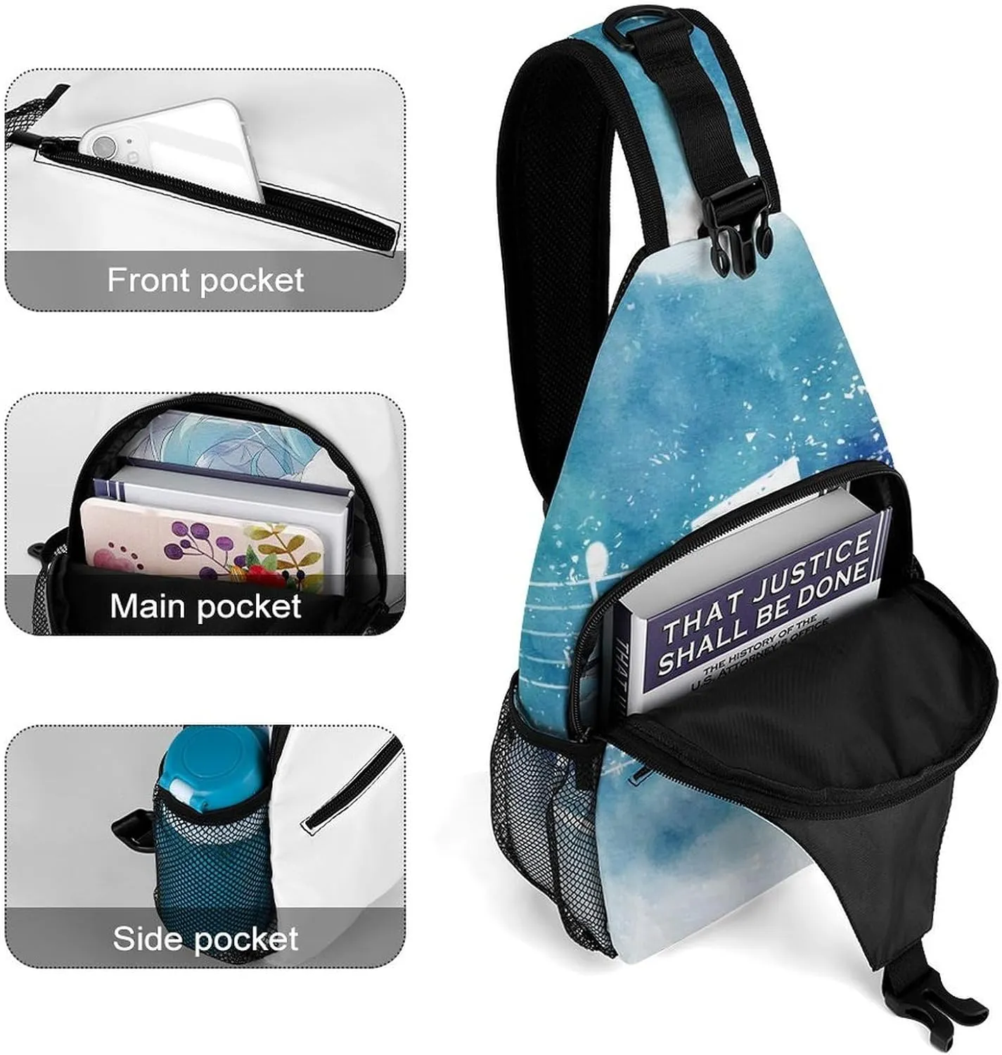 Musical-notes Texture Sling Bag Crossbody Backpack for Men Women Chest Bag For Travel Hiking Cycling Camping