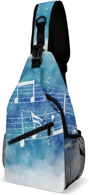 Musical-notes Texture Sling Bag Crossbody Backpack for Men Women Chest Bag For Travel Hiking Cycling Camping