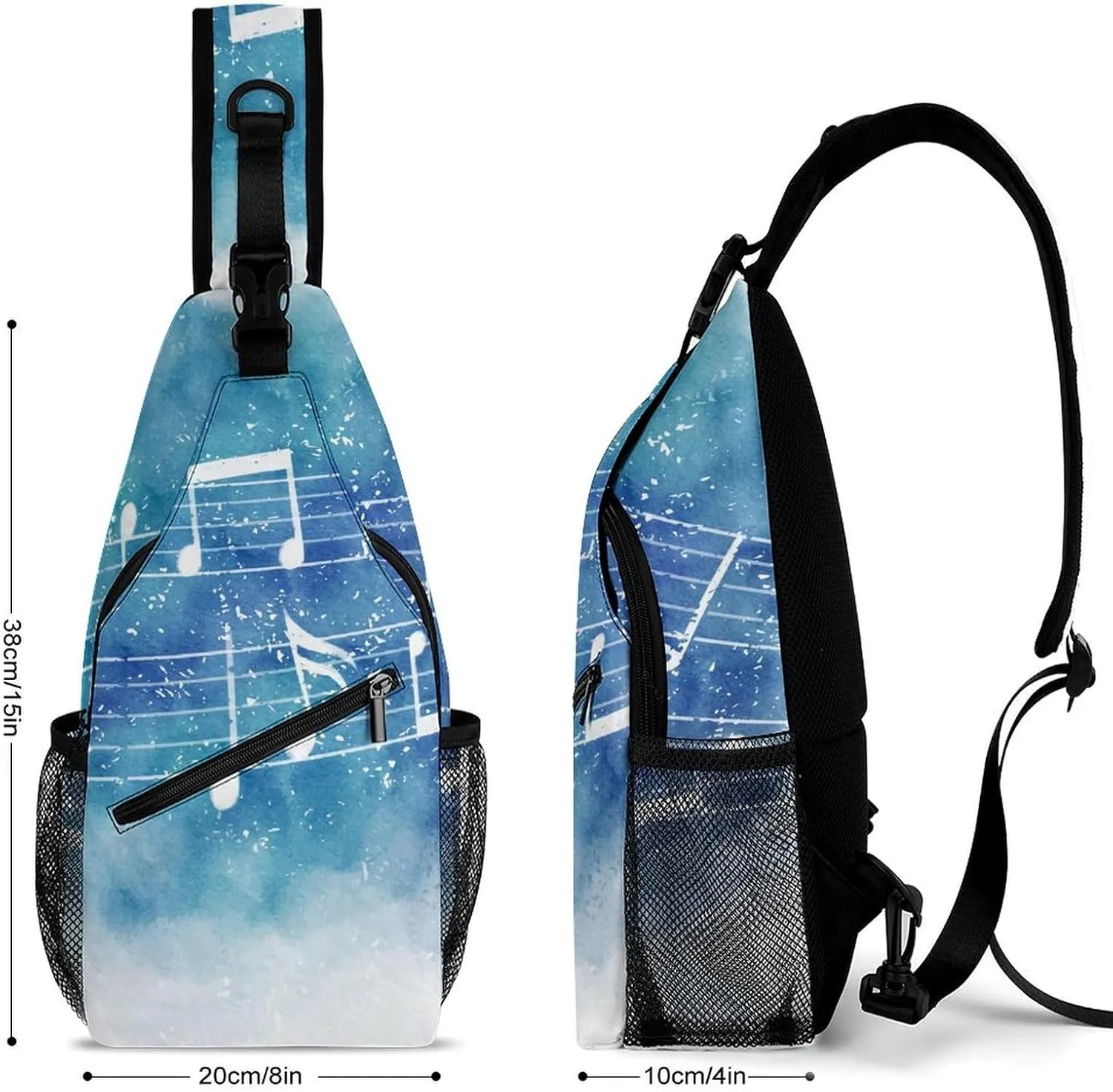 Musical-notes Texture Sling Bag Crossbody Backpack for Men Women Chest Bag For Travel Hiking Cycling Camping