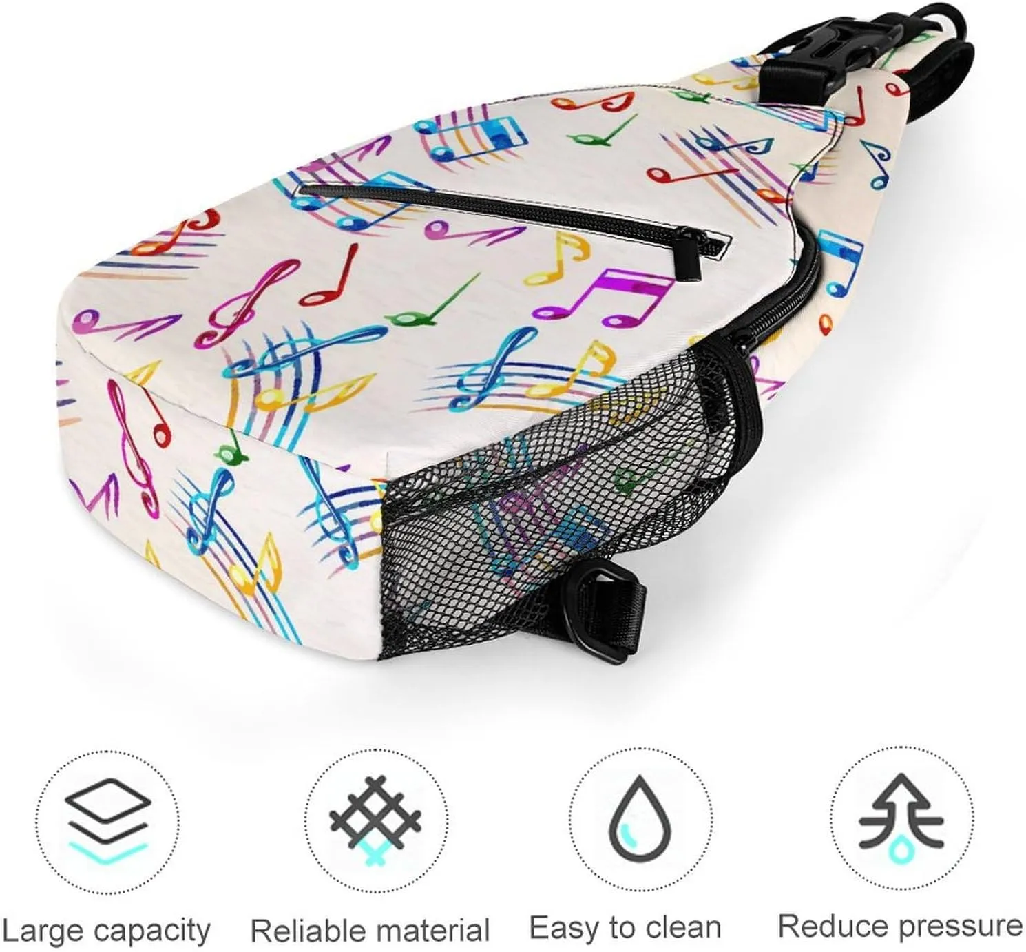 Musical-with-staves Pattern Crossbody Sling Bag for Women Men Travel Chest Bag, Cycling Shoulder Backpack