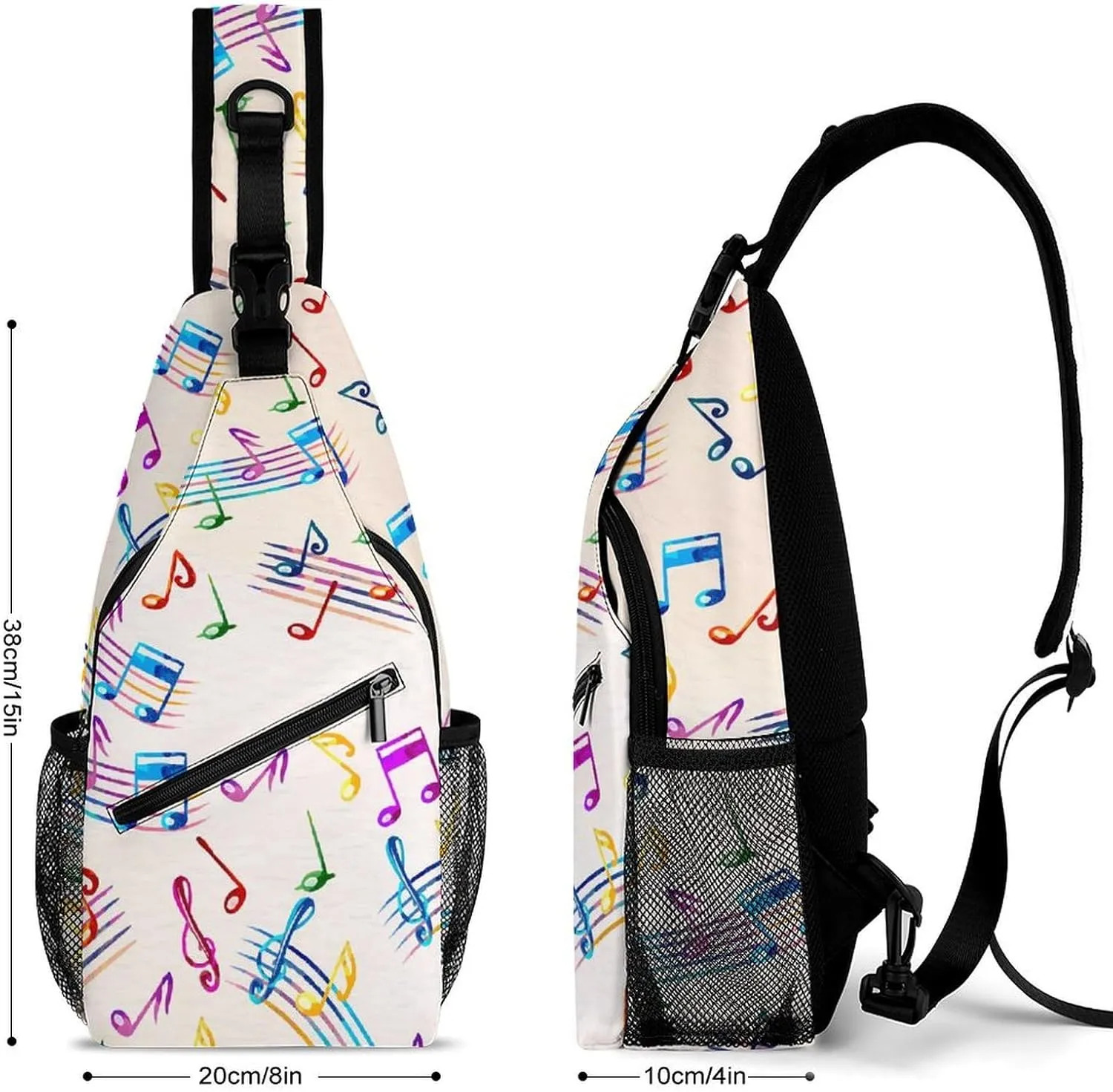 Musical-with-staves Pattern Crossbody Sling Bag for Women Men Travel Chest Bag, Cycling Shoulder Backpack